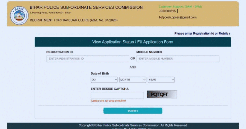 BPSSC Vacancy 2026 Havildar Clerk 64 Posts Apply Online